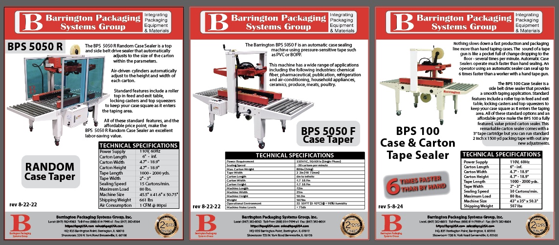 Barrington Packaging BPS Case and Carton Tape Sealer 5-24-24